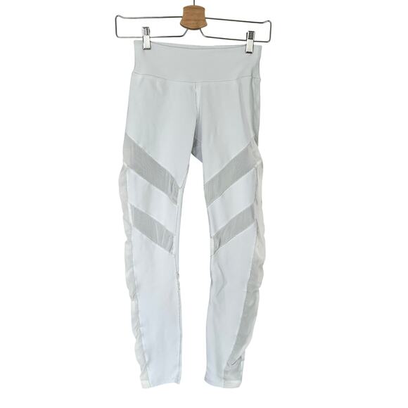ASTERIA Zig Zag Leggings Women's Size XS White Power Mesh Inserts Made in USA - Picture 1 of 11